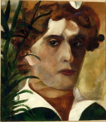 Autoportrait au col blanc, 1914, Œuvre sur toile de Marc Chagall