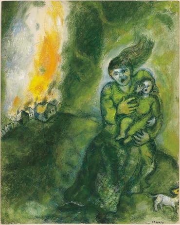 Incendie dans la neige, circa 1942, Œuvre sur papier de Marc Chagall