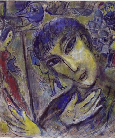 Le Grand visage ou Autoportrait au visage jaune, 1969, Œuvre sur papier de Marc Chagall
