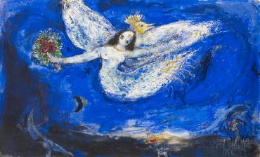 Maquette pour la toile de fond de L'Oiseau de feu de Stravinsky, 1945, Œuvre sur papier de Marc Chagall