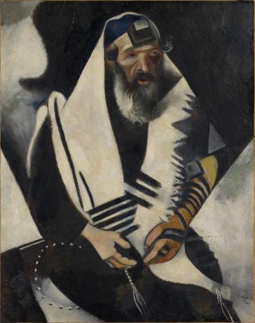 Rabbin en noir et blanc, 1914, Œuvre sur papier de Marc Chagall