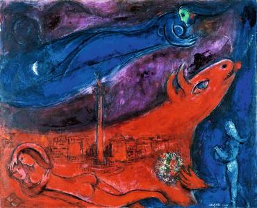 Série de Paris : La Bastille, 1953, Œuvre sur toile de Marc Chagall