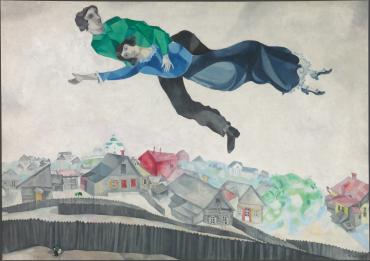 Au-dessus de la ville, 1917, Œuvre sur toile de Marc Chagall