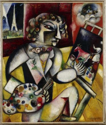 Self-portrait with Seven Fingers, 1912 - 1913, Works on canvas by Marc Chagall