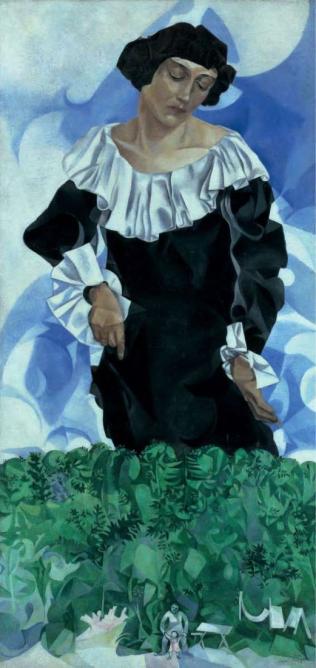 Bella with White Collar, 1917, Oeuvres sur toile by Marc Chagall