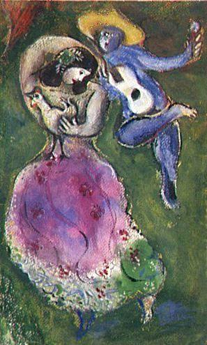 Couple de danseurs, circa 1942 - 1943, Œuvre sur papier de Marc Chagall