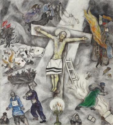 White Crucifixion, 1938, Oeuvres sur toile by Marc Chagall