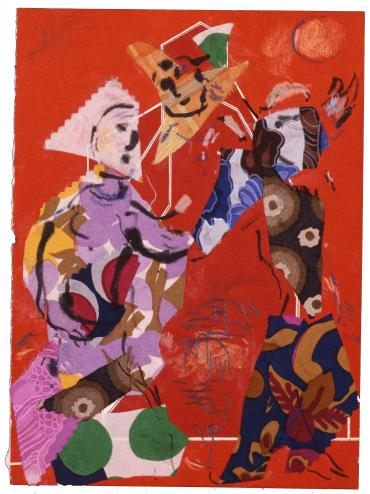 Esquisse pour Rencontre, circa 1970, Œuvre sur papier de Marc Chagall