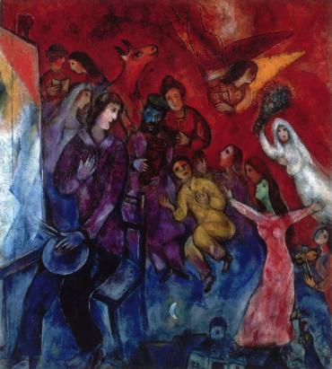 L'Apparition de la famille de l'artiste, 1935 - 1947, Œuvre sur toile de Marc Chagall