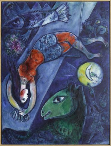 Le Cirque bleu, circa 1950 - 1952, Œuvre sur toile de Marc Chagall