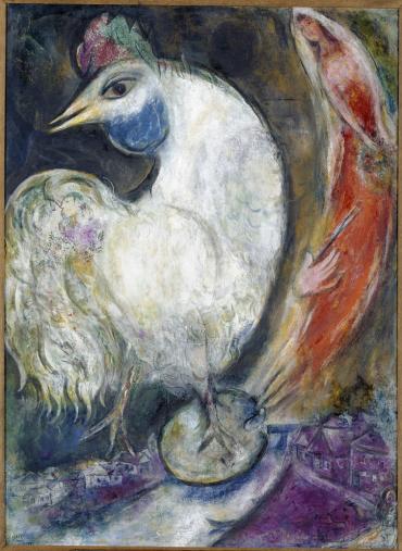 The Rooster, 1947, Oeuvres sur toile by Marc Chagall