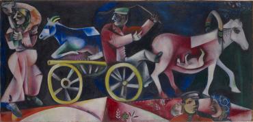 The Cattle Dealer, 1912, Oeuvres sur toile by Marc Chagall