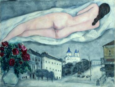 Nude Over Vitebsk, 1933, Works on canvas by Marc Chagall