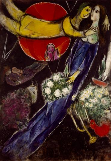 The Red Sun, 1949, Oeuvres sur toile by Marc Chagall