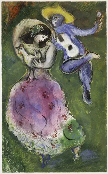 Couple of Dancers, circa 1942 - 1943, Works on paper by Marc Chagall