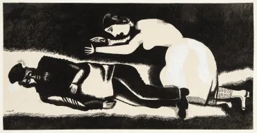 Femme pleurant un homme ou Lamentation, 1914 - 1915, Œuvre sur papier de Marc Chagall