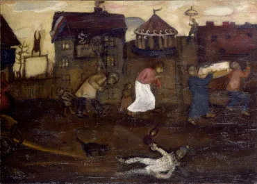 Kermess or Procession or Funeral, 1908, Works on canvas by Marc Chagall