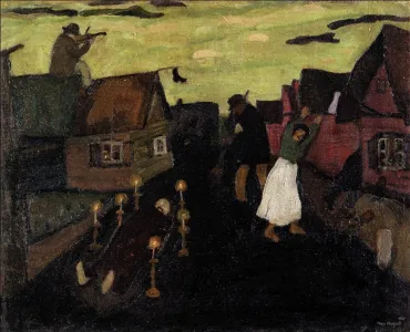 Death, 1908 - 1909, Works on canvas by Marc Chagall