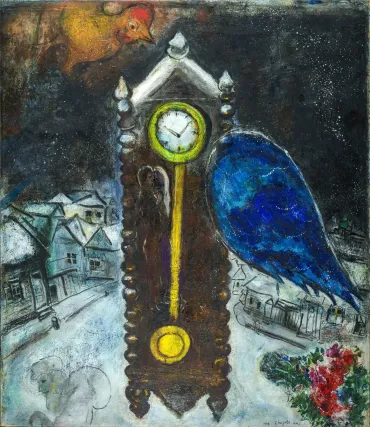 Clock With Blue Wing, 1949, Works on canvas by Marc Chagall