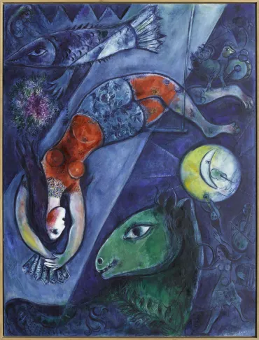 Le Cirque bleu, circa 1950 - 1952, Œuvre sur toile de Marc Chagall