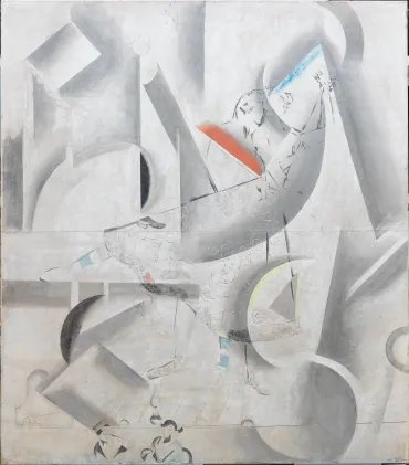 Théâtre d'art juif, Moscou : panneau pour L'Amour sur scène ou L'Amour en scène, 1920, Œuvre sur toile de Marc Chagall
