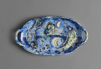 Couple with Two Fish, Ceramic by Marc Chagall (1958)