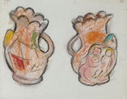 Esquisse pour La Fuite en Egypte, circa 1952, Œuvre sur papier de Marc Chagall