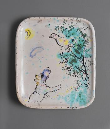 La Fontaine’s Fables: The Raven and the Fox, 1950, Ceramic by Marc Chagall