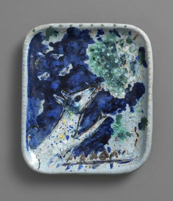 Fables de La Fontaine : Le Renard et les Raisins , 1950, Céramique de Marc Chagall