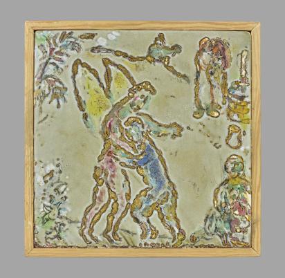 La Lutte de Jacob avec l'ange sur fond gris-vert, Céramique de