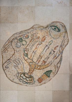 Pavement 1 pour le hall d'entrée de la Knesset, Jérusalem : Ménorah et œil, 1964 - 1966, Mosaïque de Marc Chagall
