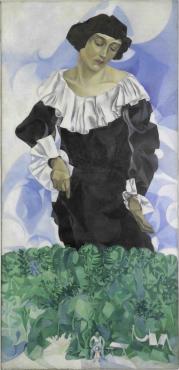 Bella au col blanc, 1917, Œuvre sur toile de Marc Chagall
