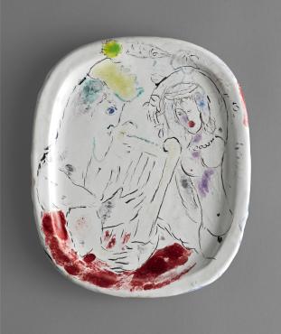 David with Lyre, 1950, Ceramic by Marc Chagall