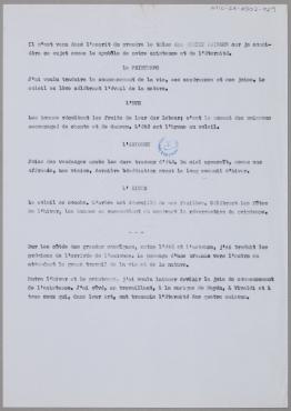 Marc Chagall's handwritten and typescript speeches on the theme of the four seasons in mosaic, Sans date , Text