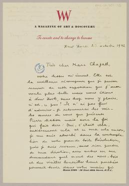 Letter from André Breton (New-York), October 9, 1942, Letter