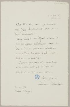 Letter from Gaetano Ballardini, director of the Museo internazionale delle ceramiche in Faenza (Faenza), February 9, 1953, Letter