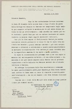 Letter from Giuseppe Bovini, November 6, 1956, Letter