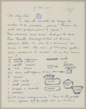 Letter from Virginia McNeil (Vence), November 9, 1951, Letter