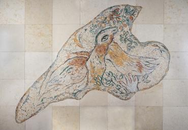 Floor mosaic 7, Knesset lobby, Jerusalem: Bird with Outstretched Wings, 1964 - 1966, Mosaic by Marc Chagall