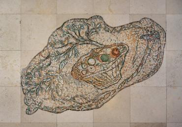Floor mosaic 3, Knesset lobby, Jerusalem: Basket of Fruit, 1964 - 1966, Mosaic by Marc Chagall