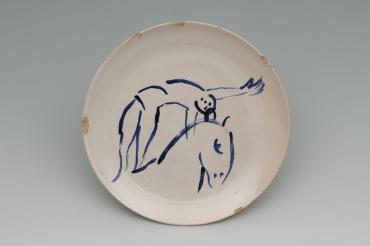 Ida Chagall’s wedding service: large plate 8: Circus Rider, 1951, Ceramic by Marc Chagall