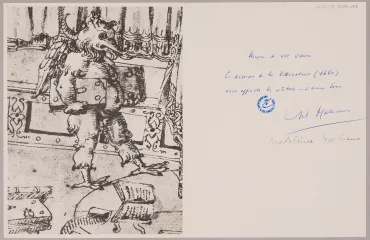 Greeting card from Madeleine and André Malraux, circa January 1965, Greeting card