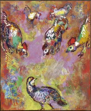 La Perdrix et les Coqs (Fables de la Fontaine), <i>circa</i> 1927, Œuvre sur papier de Marc Chagall
