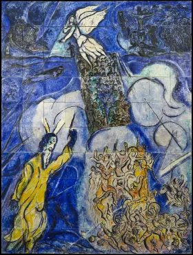 La Traversée de la mer Rouge, Notre-Dame-de-Toute-Grâce, le plateau d'Assy, 1956, Céramique de Marc Chagall
