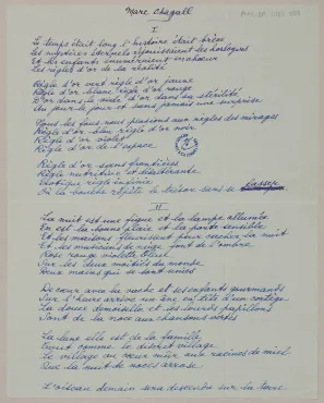 Letter and poem from Paul Eluard (Paris), 1946, Letter