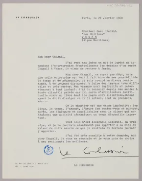 Letter from Le Corbusier (Paris), January 21, 1960, Letter