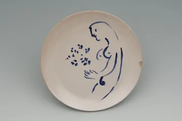 Ida Chagall’s wedding service: large plate 1: Nude With Flowers, 1951, Ceramic by Marc Chagall