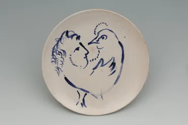 Service de mariage d’Ida Chagall : grande assiette 12 : Profil-Coq, 1951, Céramique de Marc Chagall