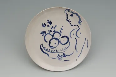 Ida Chagall’s wedding service: large plate 5: Nude with Fruit, 1951, Ceramic by Marc Chagall