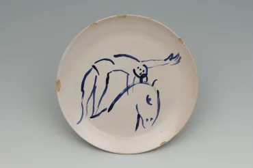 Service de mariage d’Ida Chagall : grande assiette 8 : L'Écuyère, 1951, Céramique de Marc Chagall